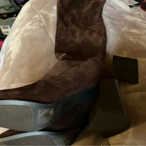 Forever 21 Chocolate Suede Heeled Boots